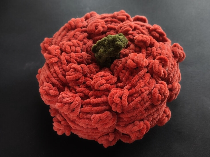 Free Tunisian crochet pumpkin pattern 1 pumpkin on black background 2