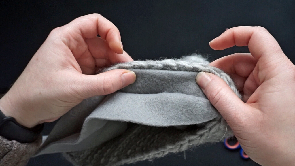 How to line a crochet beanie with fleece 14 15 Lining a beanie with fleece folded lining