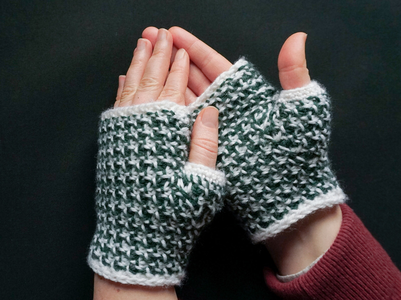 Tunisian crochet cat ear beanie free pattern 27 Houndstooth fingerless gloves 4