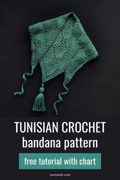 Free pattern for leaf lace Tunisian crochet bandana 6 Leaf lace bandana
