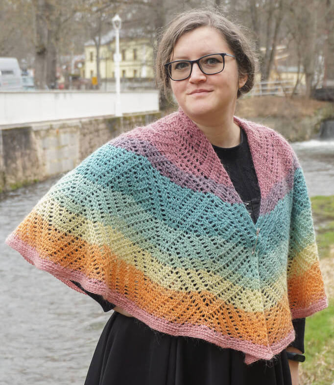 Fiery opal shawl Tunisian crochet pattern crop