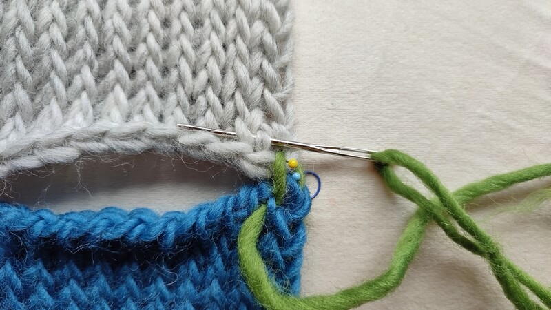 How to sew Tunisian knit stitch row to row 2 How to seam Tunisian knit stitch rows 3