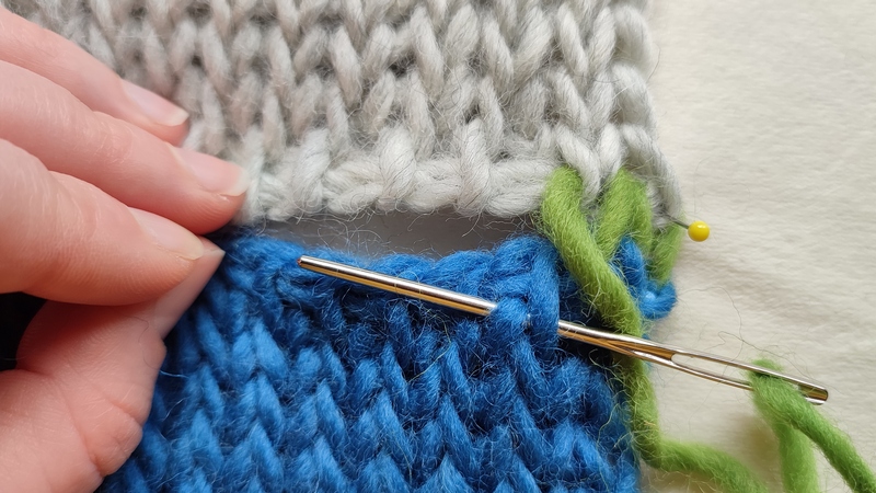How to sew Tunisian knit stitch row to row 14 How to seam Tunisian knit stitch top to top 3