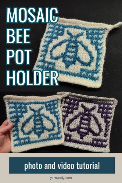 How to make a Tunisian crochet mosaic bee potholder 8 Pin about mosaic bee pot holder