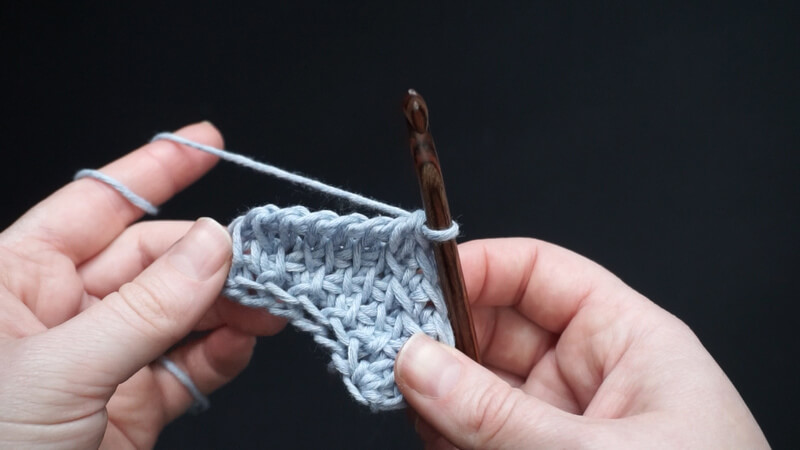 Tunisian crochet asymmetrical rounded triangle shawl tutorial 9 Tunisian Crochet kyanite shawl - the end of Row 6