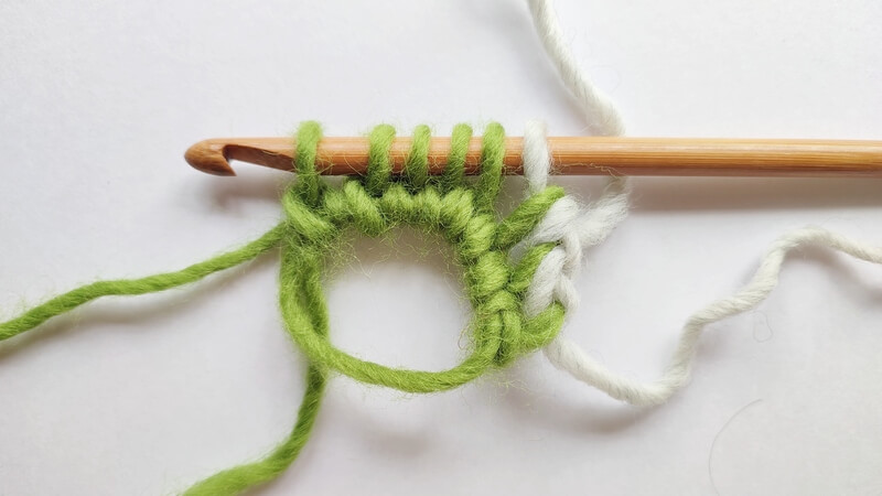 How to start a Tunisian crochet project in a magic ring 20 Tunisian crochet in magic ring in the round 05