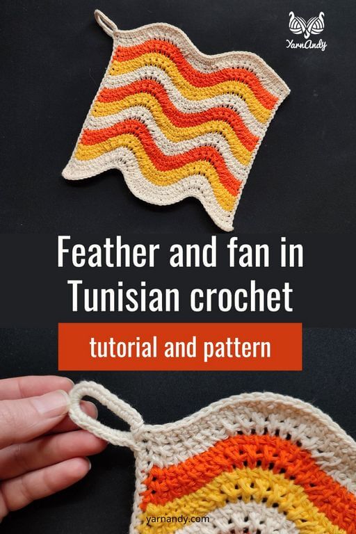 Feather and fan Tunisian crochet pattern for a washcloth 18 Pin about feather and fan in Tunisian crochet tutorial and pattern
