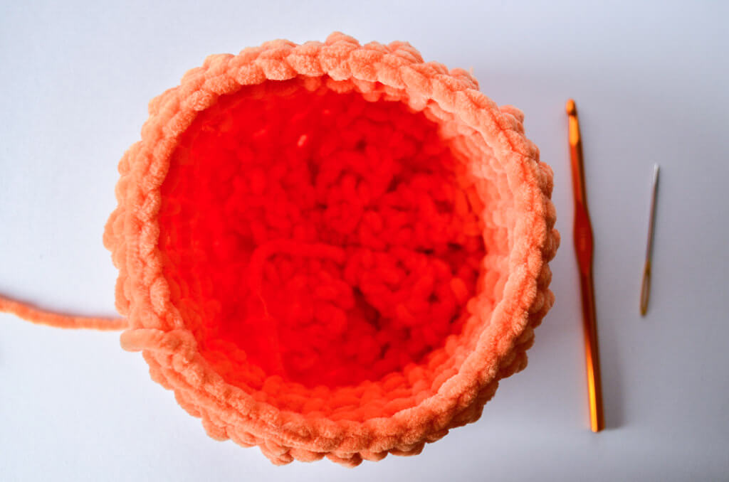 Free crochet pumpkin pattern 8 Pumpkin body ready for filling.