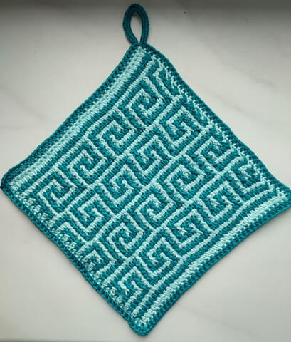 Awesome Tunisian crochet resources 28 Wave mosaic Tunisian crochet washcloth diagonal