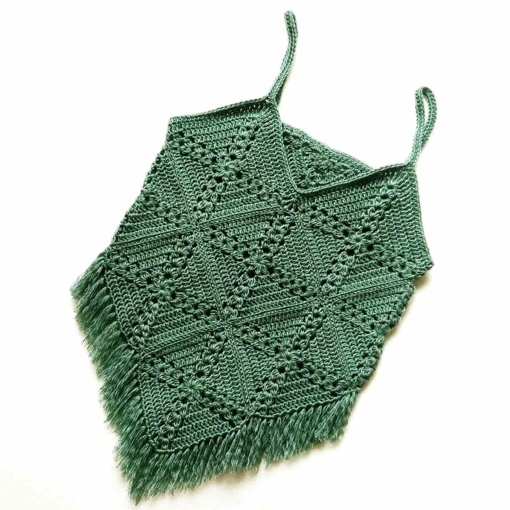 Crochet summer top front - Pine cross 