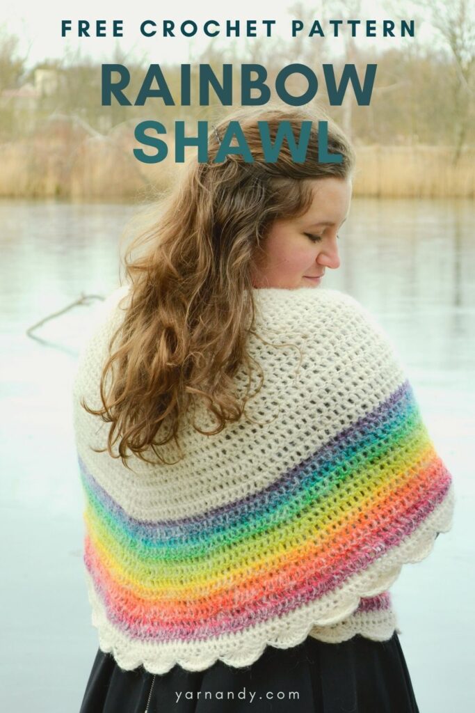 Pin Free rainbow shawl crochet pattern