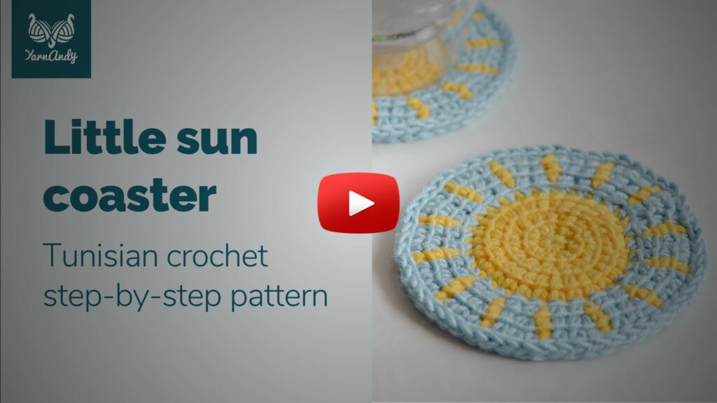 Little sun - Tunisian crochet coaster pattern video thumbnail