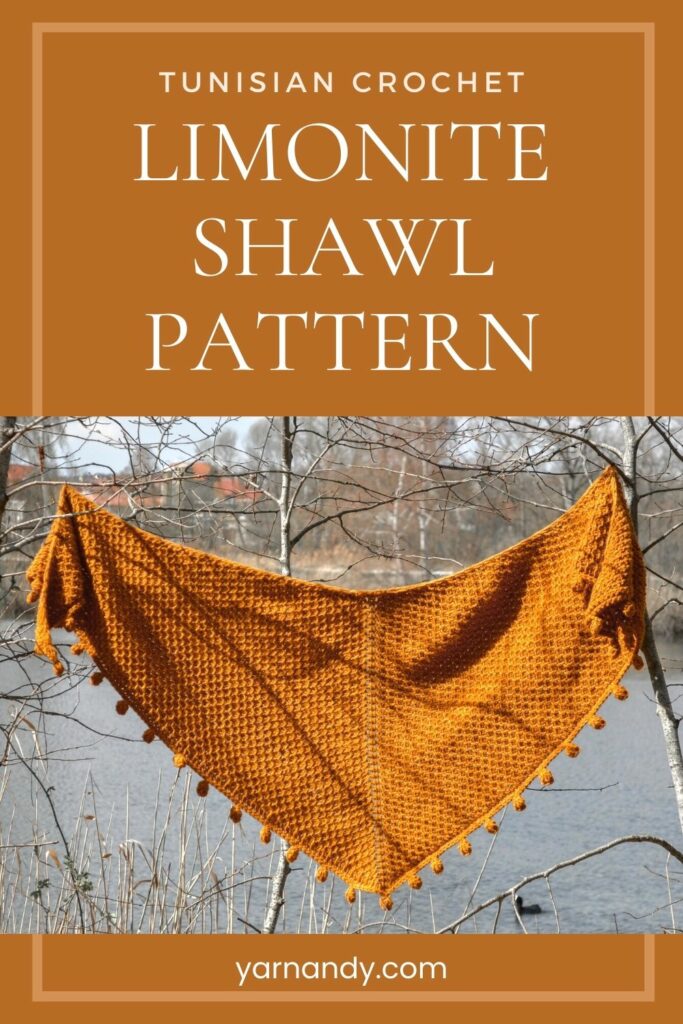 Pin Limonite Tunisian crochet pattern triangle shawl