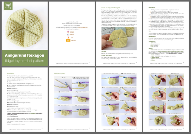 Amigurumi flexagon fidget toy crochet pattern preview