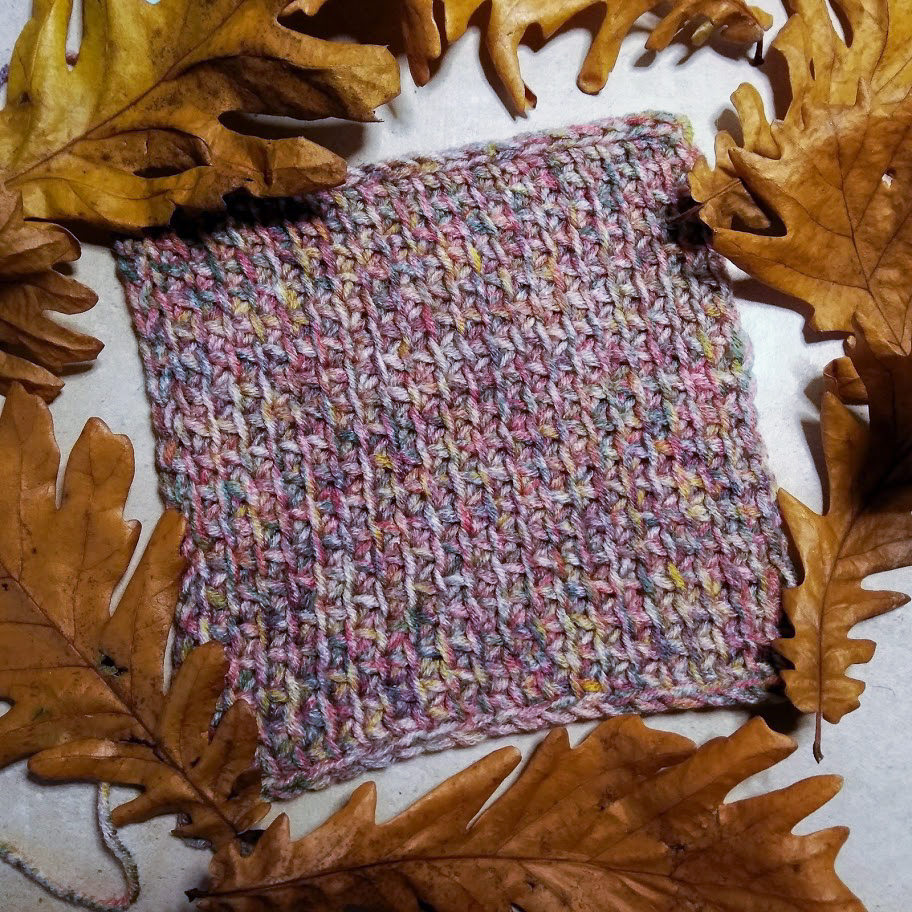 Tunisian crochet blanket square made with the simple stitch