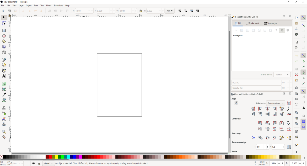 Inkscape first view when opening the application