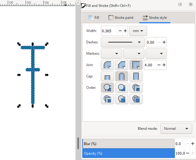 Inkscape change stroke style