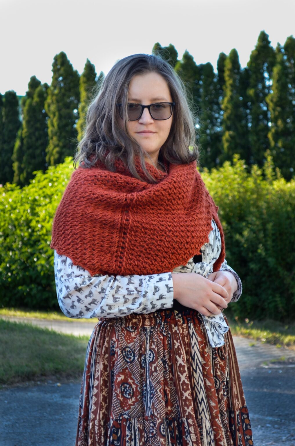 Free Tunisian crochet shawl pattern Porphyry Yarnandy