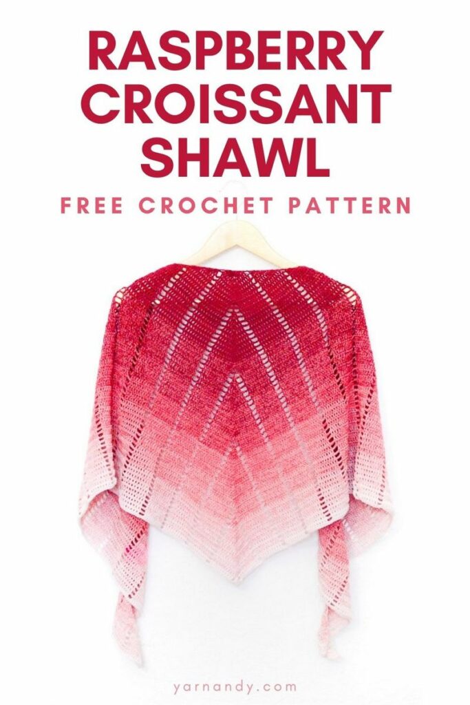Pin Raspberry croissant shawl free crochet pattern