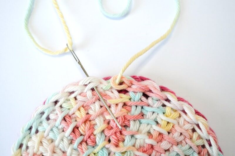 Tunisian crochet face scrubbies invisible join