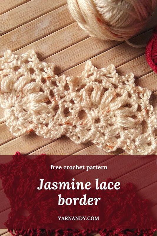 Free Jasmine lacy edging crochet pattern pin