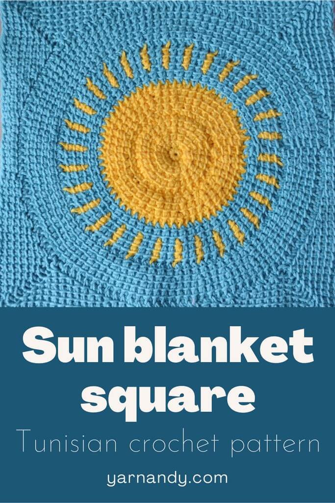 Tunisian Crochet sun blanket square pin