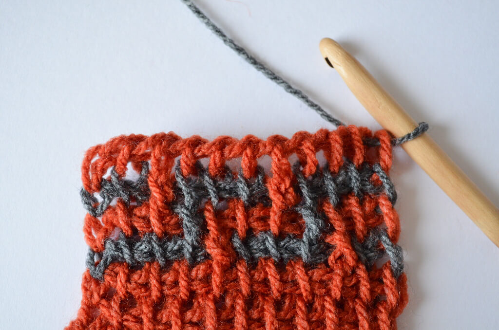 Mosaic Tunisian crochet tutorial 10