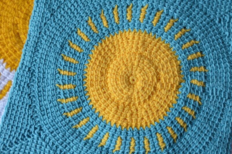 Tunisian crochet sun square