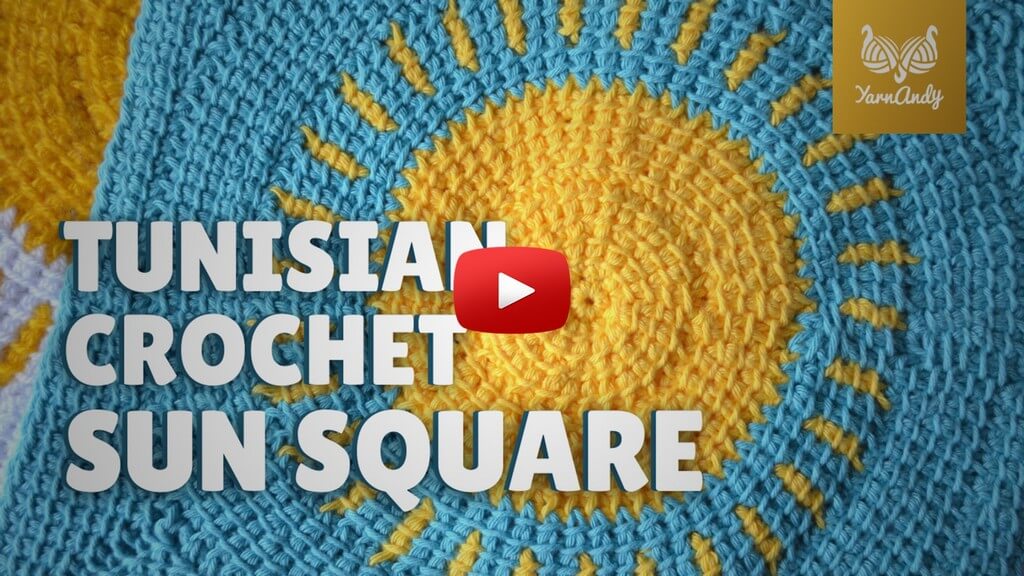 YouTube Thumbnail Tunisian crochet sun square