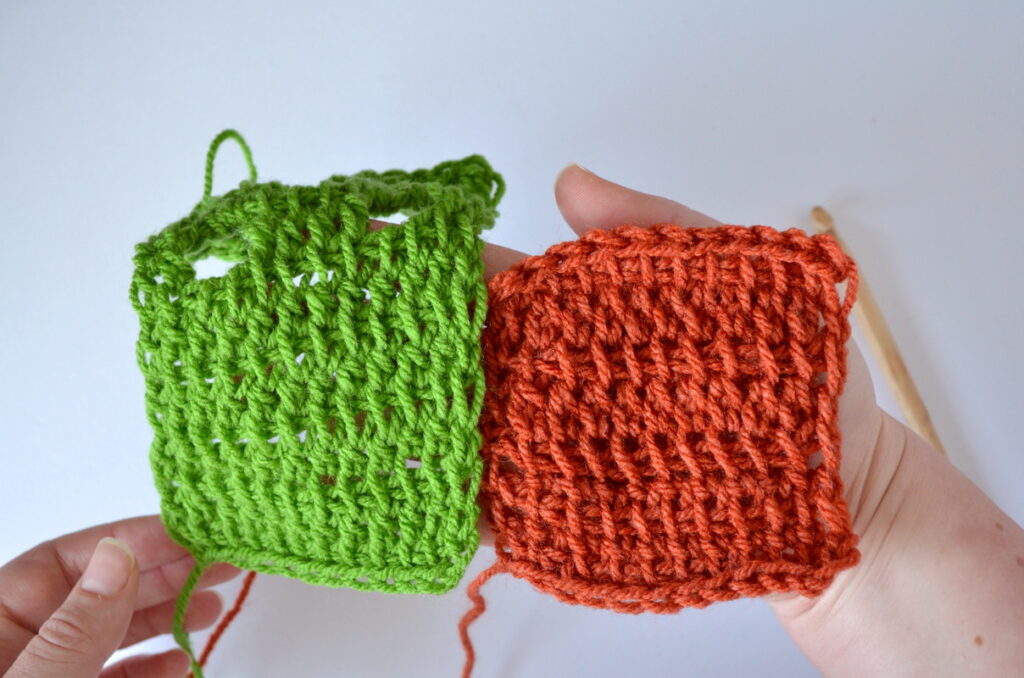 Comparison Tunisian crochet Double stitches and Tunisian crochet Extended stitches