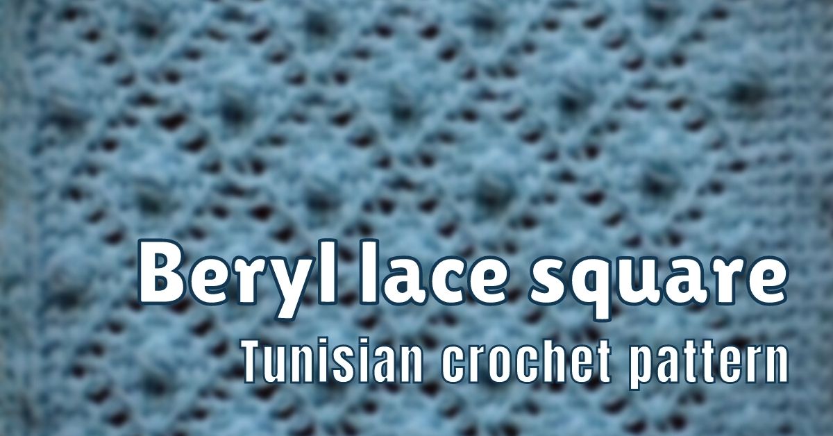 Cover photo Beryl lace square Tunisian crochet pattern