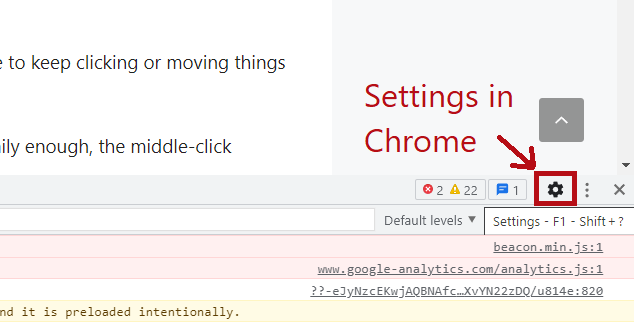 How to enable right click in Chrome - finding the settings button in the Developer tools