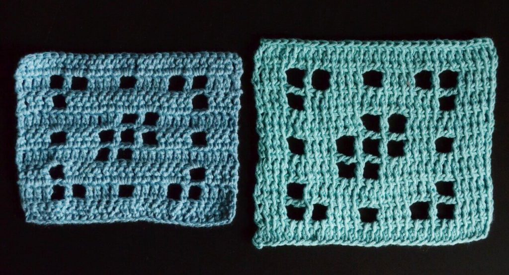 filet crochet comparison between regular crochet and Tunisian crochet