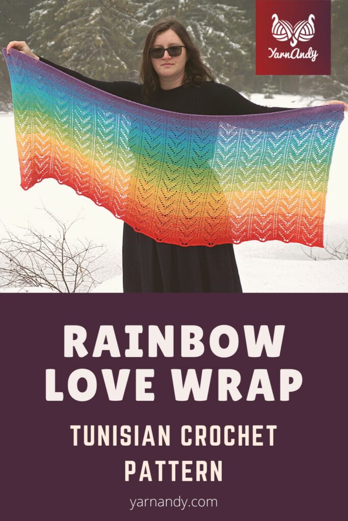 Pinterest Rainbow love Tunisian crochet lace shawl pattern 4