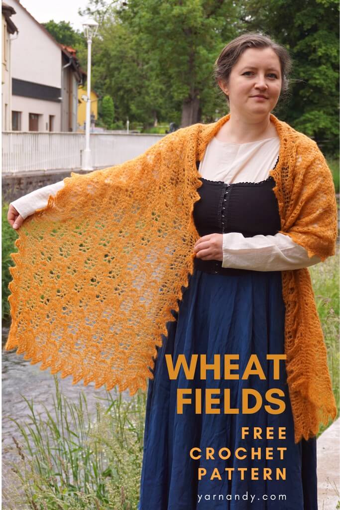 Pin Wheat fields shawl Tunisian crochet 2
