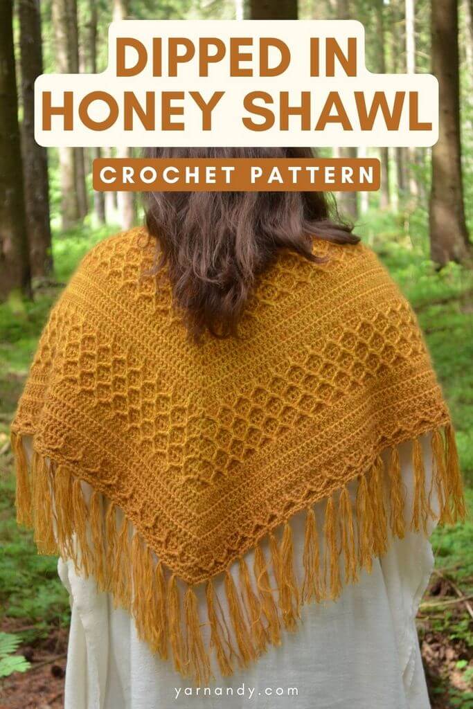 Dipped in honey shawl pattern Andrea Cretu yarnandy 2022 pin