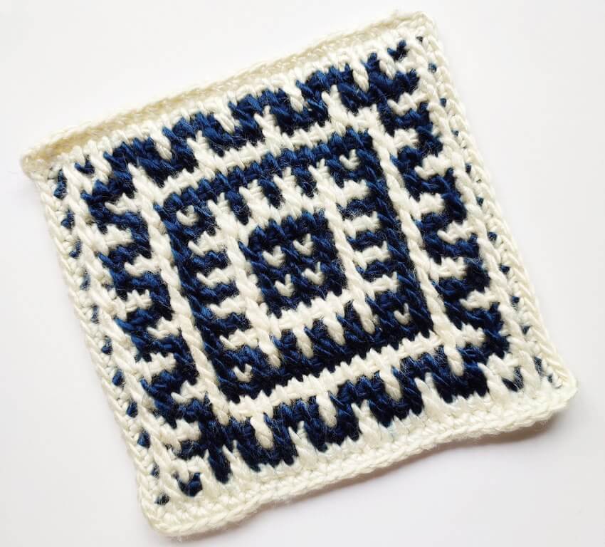 Giroc Tunisian crochet mosaic square