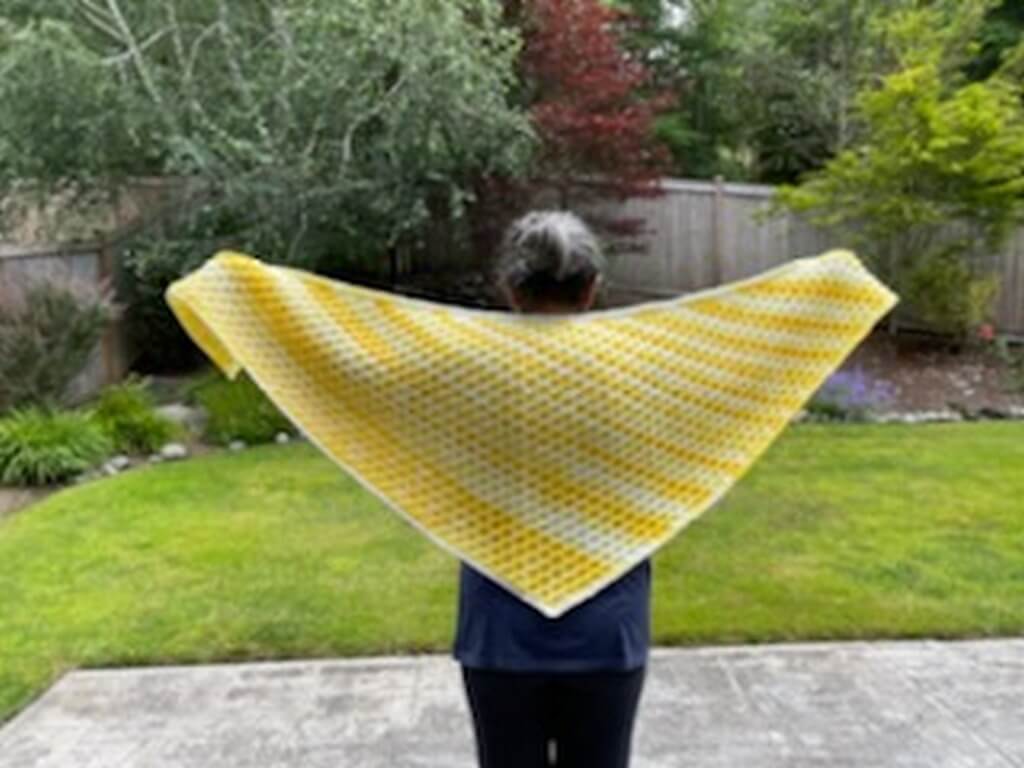 Honey drip asymmetrical shawl pattern release 12 Kitty Marsh 02 Finished