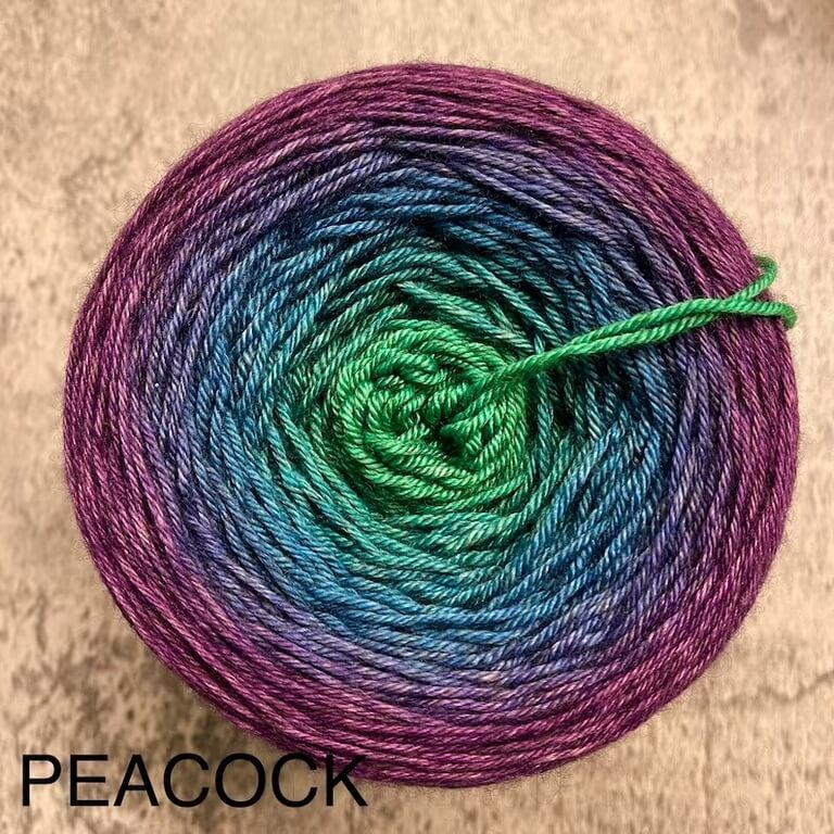 Pook Yarns DK Yak silk merino peacock colorway