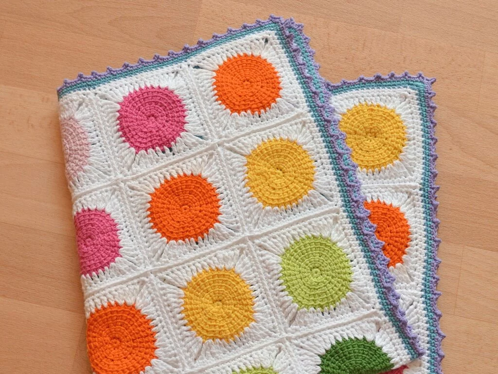 Dots Tunisian crochet baby blanket pattern jpeg