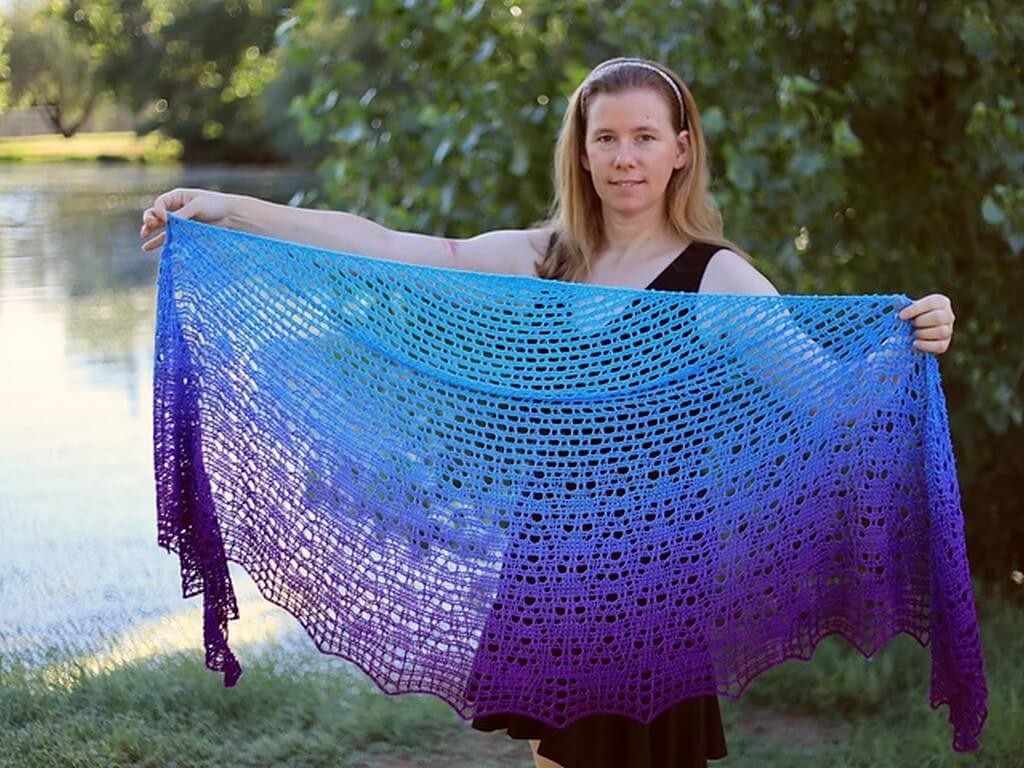 Amy Shawl Tunisian crochet pattern by Lori Aklori Designs