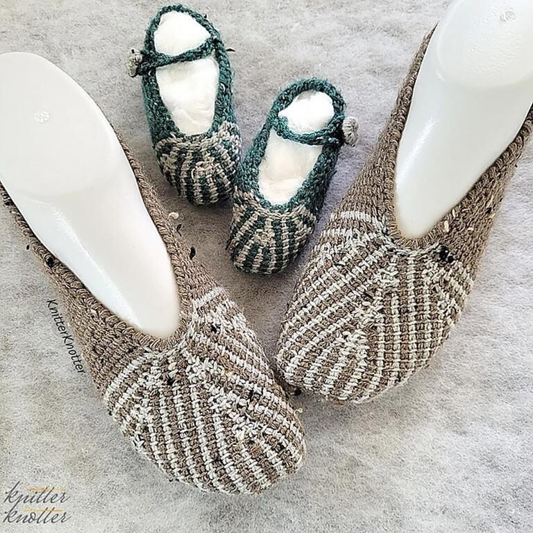Ashvini Tunisian crochet slippers Arunima Goel Knitter Knotter