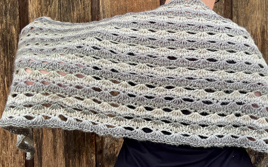 Edie Eckman Tunisian fans shawl crochet pattern