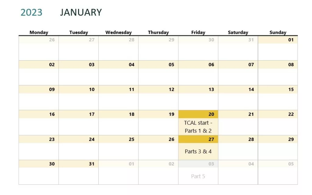 Macaw wings TCAL calendar 1 Jan