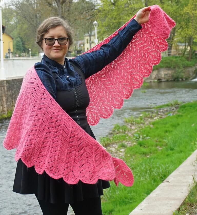 Pink flamingo wings shawl