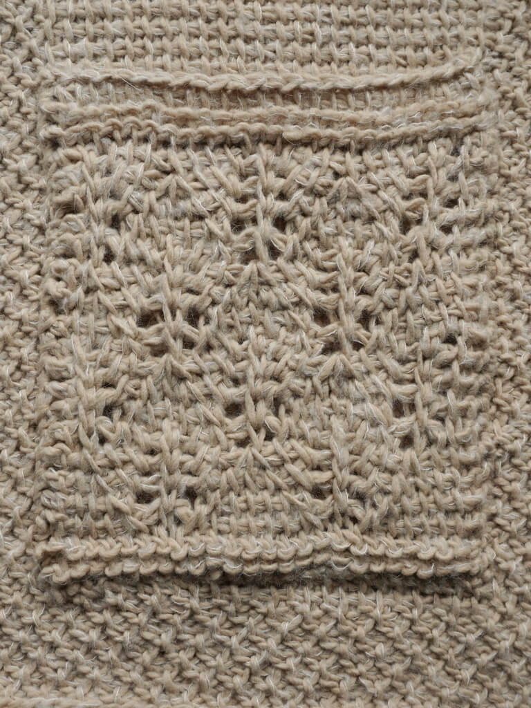 Tunisian crochet pocket shawl pattern Cozy pinecones pocket sewn