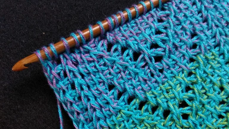 WIP Rainbow love Tunisian crochet lace shawl pattern 3 edited