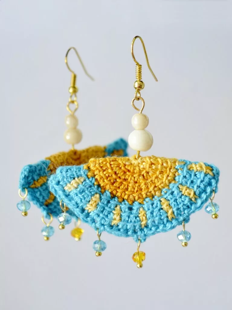 Tunisian crochet earrings tutorial 4 jpeg