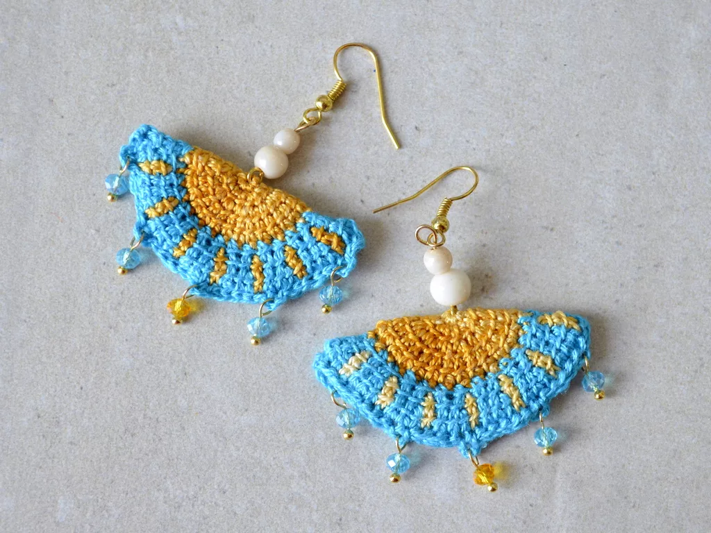 Tunisian crochet earrings tutorial 5 jpg