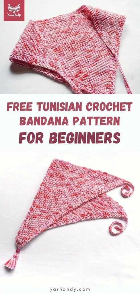 Tunisian crochet beginner summer bandana free pattern